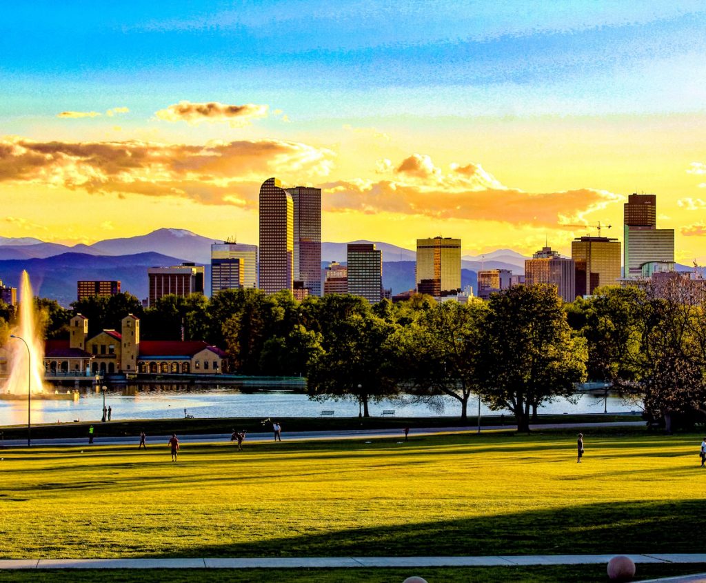 City Park, downtown, and the mountains