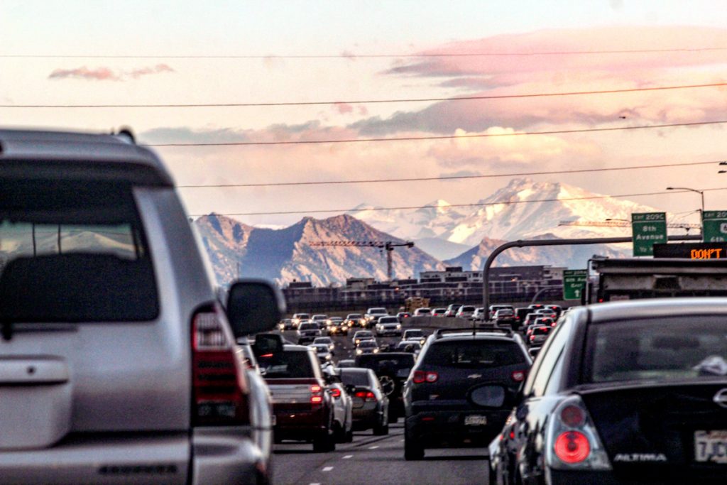 traffic heading to West towards the mountains